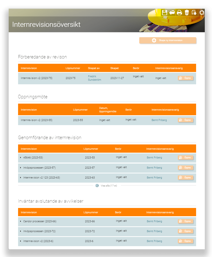 Use work pages in Add Internal audit