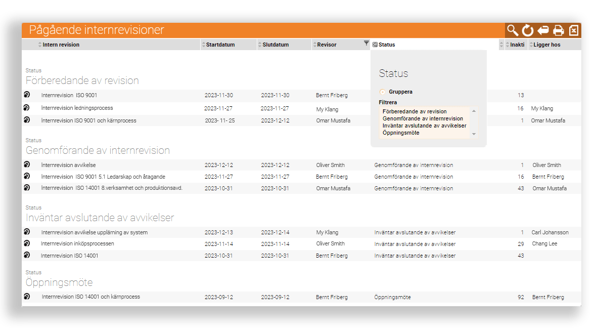 Lista över internrevisioner