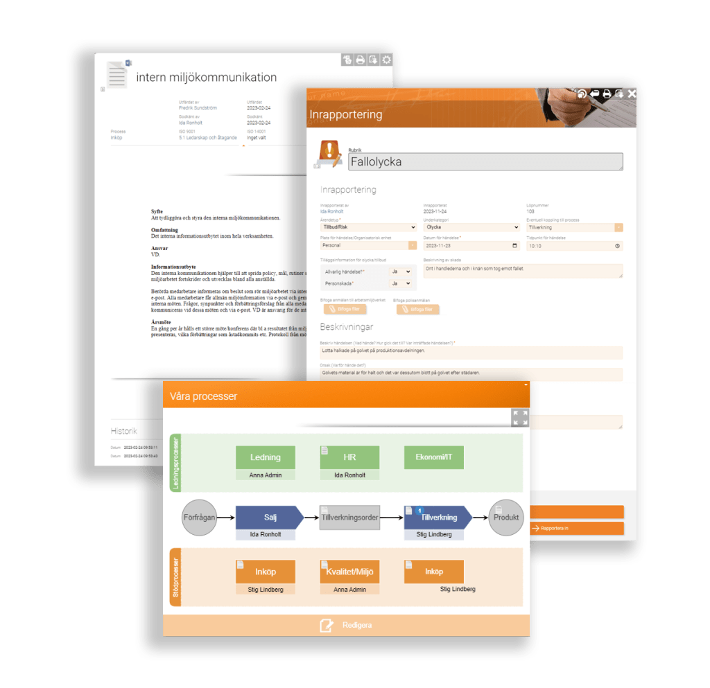 Dokumenthantering, Ärendehantering och Processhantering - vanliga lösningar i ett ledningssystem 